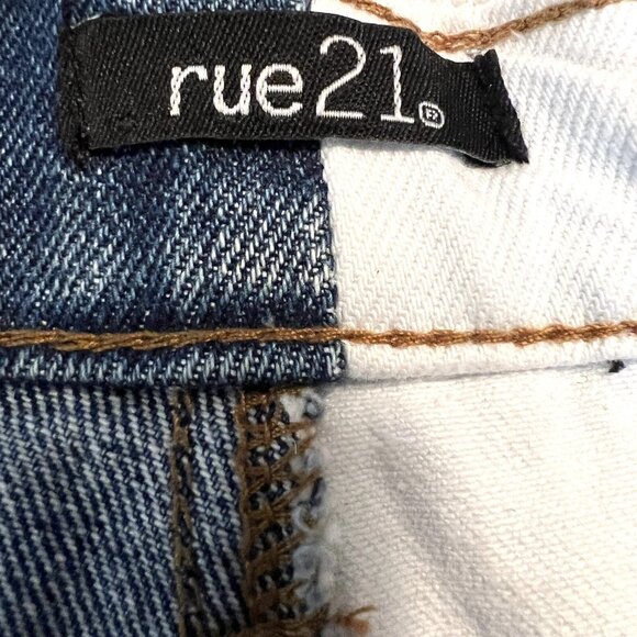 Rue 21 Women's Jeans High Rise Cotton Ankle Leg Blue White Denim Plus Size 18 - Picture 10 of 11
